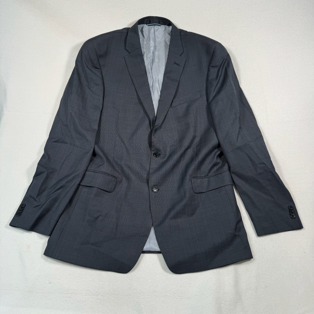 Tommy Hilfiger Suit Coat Mens 46 XL Blue Grey Graph Check